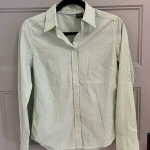 Eddie Bauer Green strip long sleeve button down with stitched trim size XS